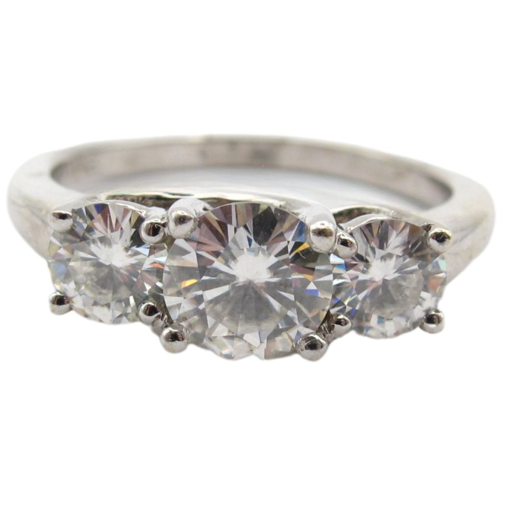 1.88ctw 3 Stone Moissanite Engagement Ring 14K