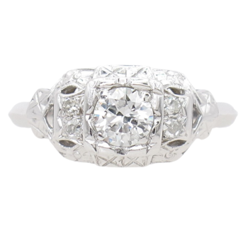 .45ctw Diamond Art Deco Engagement Ring 14K Gold side (2)