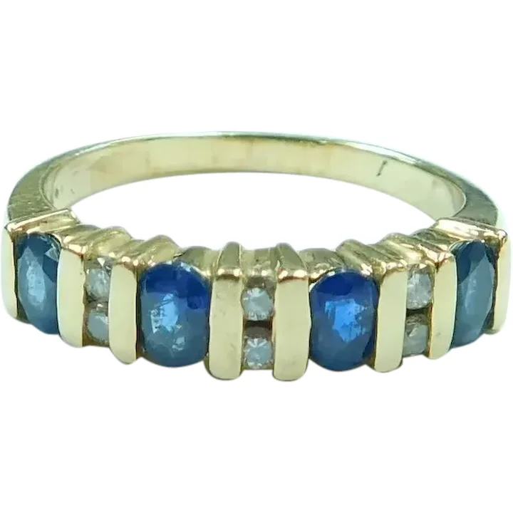 1.12ctw Sapphire & Diamond Band 14K