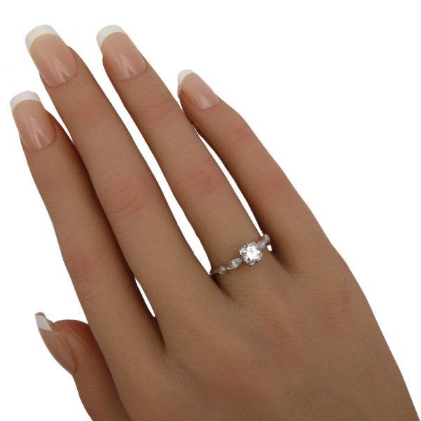 Art Deco .50ctw Diamond Engagement Ring Platinum hand