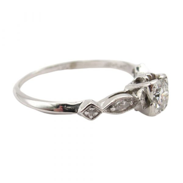 Art Deco .50ctw Diamond Engagement Ring Platinum side