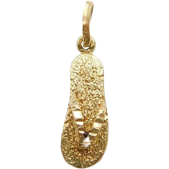 Beach Sandal Charm 14K Yellow Gold