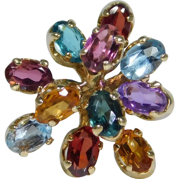 2.86ctw Multi Gemstone Ring 18K Yellow Gold