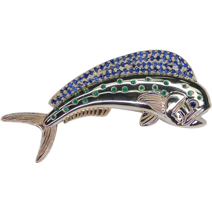 Nautical Mahi-Mahi Pendant Sapphire Fin