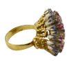 Flower Ring 18K Gold Ruby Sapphire and Diamond 3.02 Carats hallmark