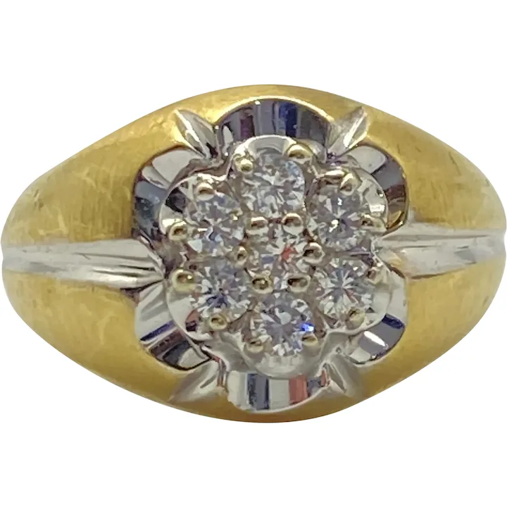 Mens Diamond Ring 14K Two-Tone Gold .42 ctw Kentucky Cluster