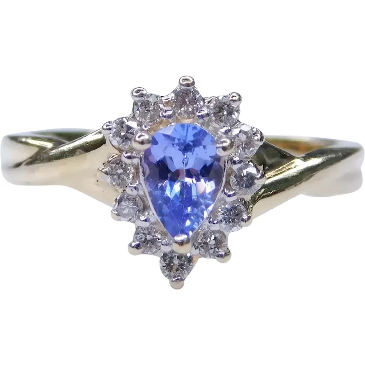 .81ctw Tanzanite Ring with Diamond Halo 14K