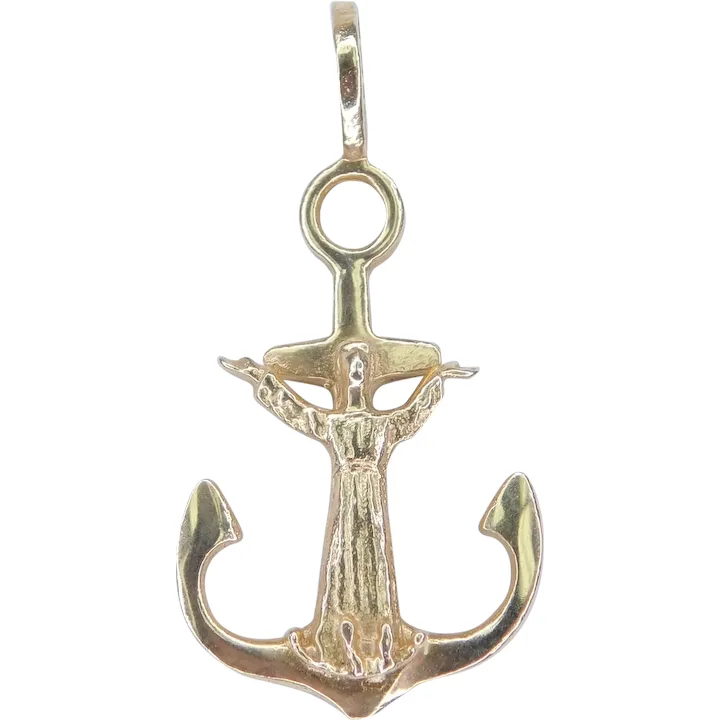 Mariners Anchor Cross Pendant 14K Gold
