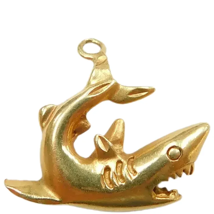 Nautical Shark Charm 14K Yellow Gold