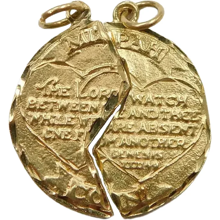 Religious Mizpah Break Apart Charm 14K Yellow Gold