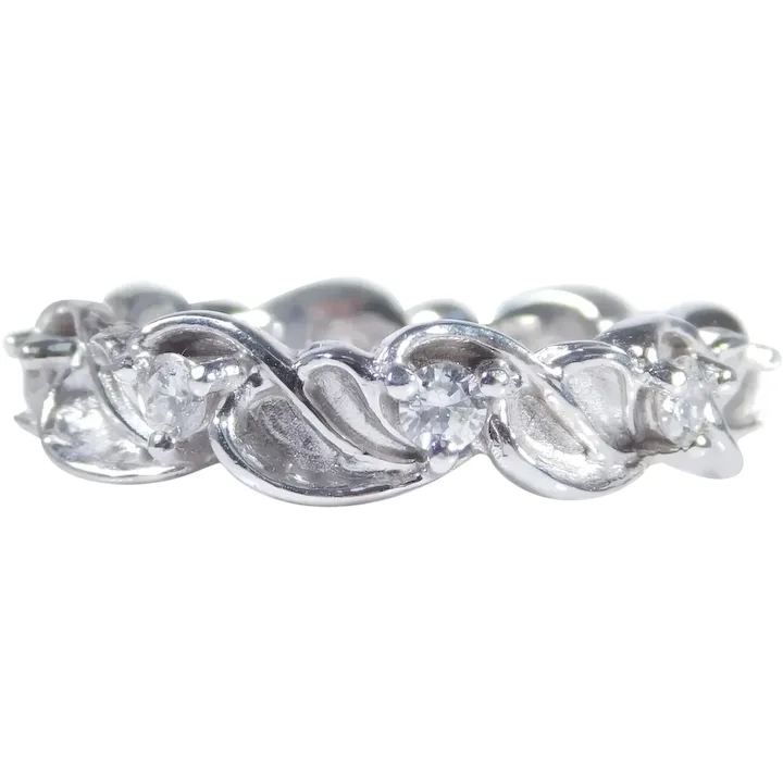 .40ctw Diamond and Leaf Eternity Band Ring 14K