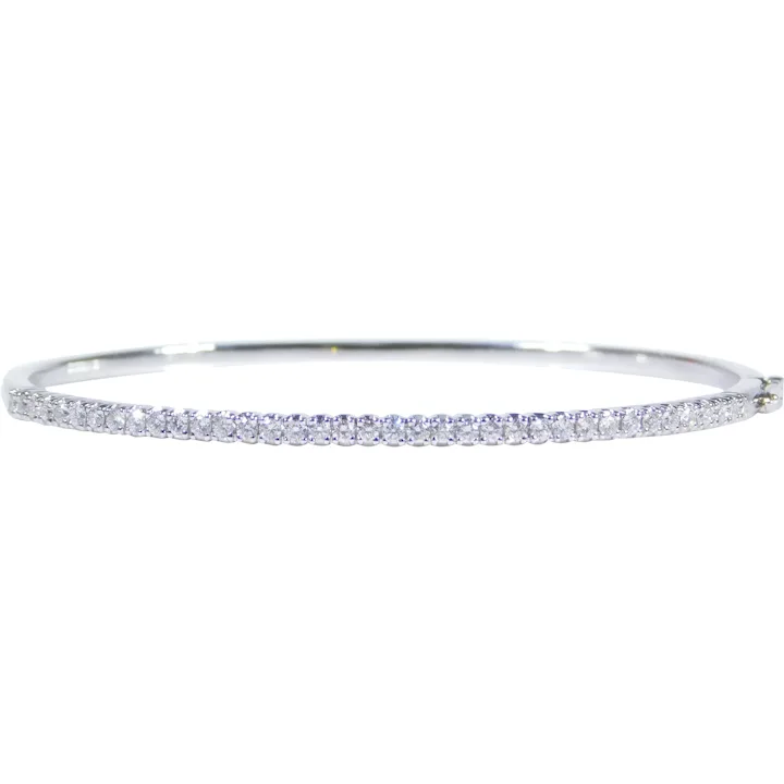 1.00ctw Diamond Hinged Bangle Bracelet 18K