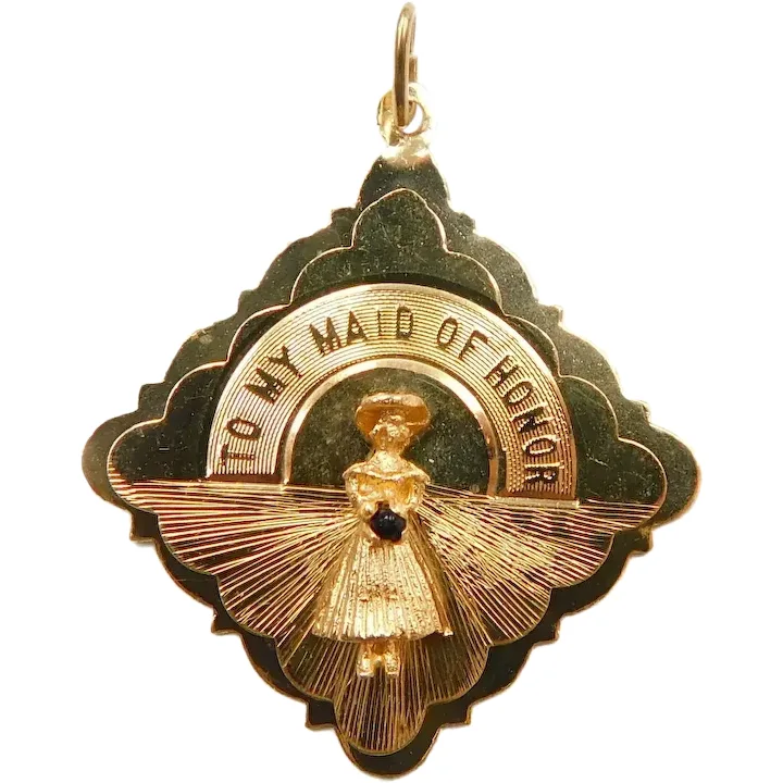 Vintage 'To My Maid of Honor' Charm 14K Yellow Gold