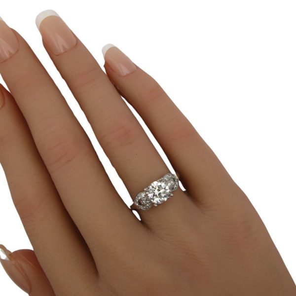 1.26 ctw Art Deco Diamond Engagement Ring in Platinum hand