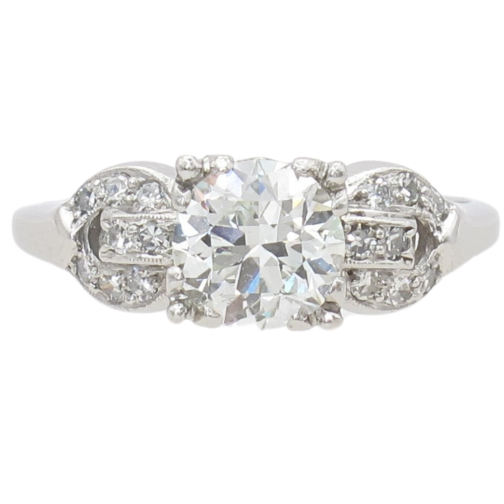 1.26ctw Diamond Art Deco Engagement Ring Platinum