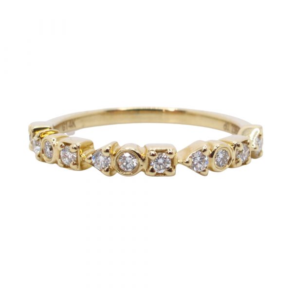 Patterned Yellow Gold Diamond Stack Band