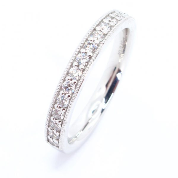 Milgrain Diamond Wedding Band Side