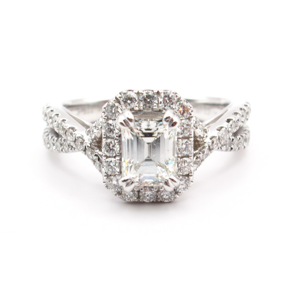 1.77ctw Emerald Diamond Halo Engagement Ring GIA Certified