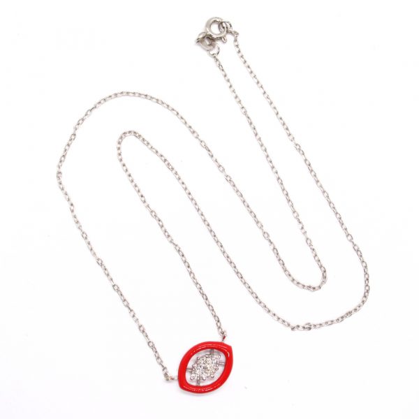Katerina Marmagioli Groovy Red Enamel Diamond Necklace Full
