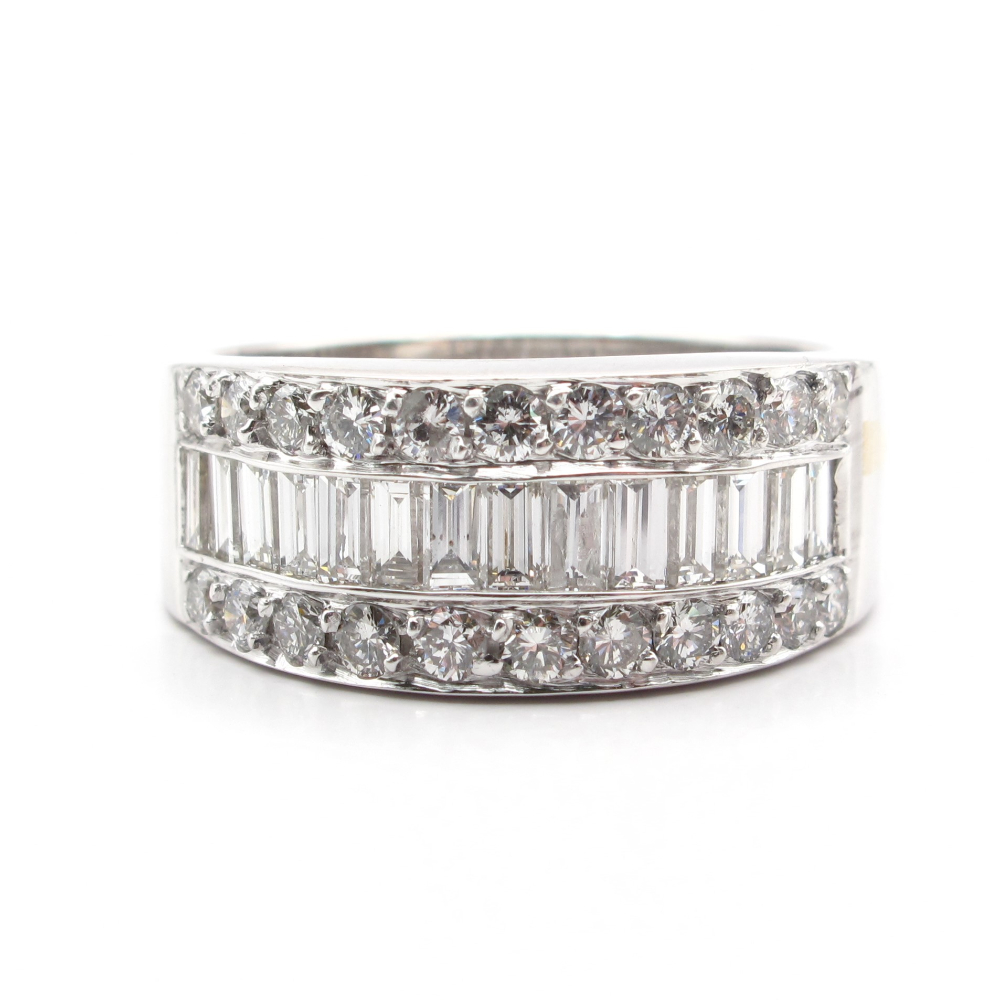 18k White Gold Statement Wide Diamond Band