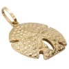 Detailed Sand Dollar Pendant Charm 14k Yellow Gold Angle
