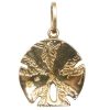 Detailed Sand Dollar Pendant Charm 14k Yellow Gold Back