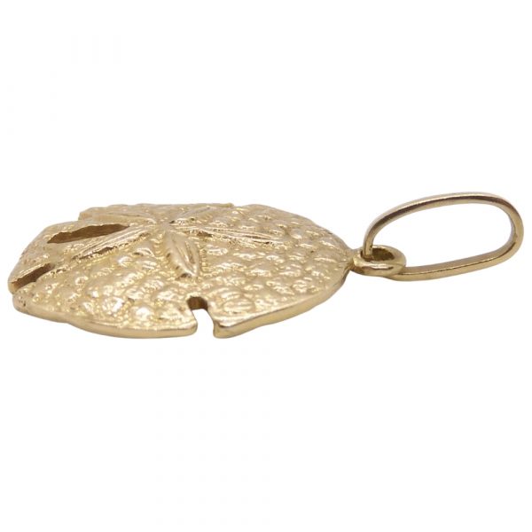 Detailed Sand Dollar Pendant Charm 14k Yellow Gold Side
