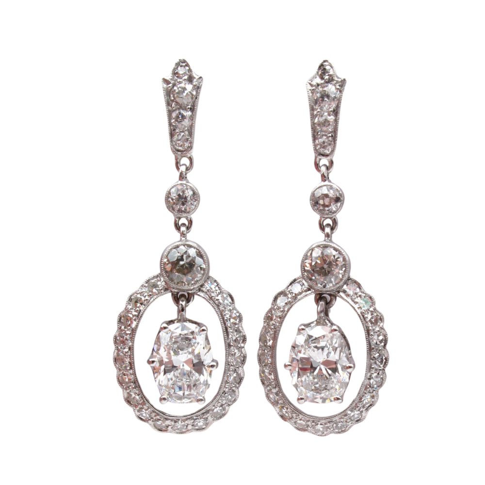 Spectacular Edwardian Diamond Drop Earrings