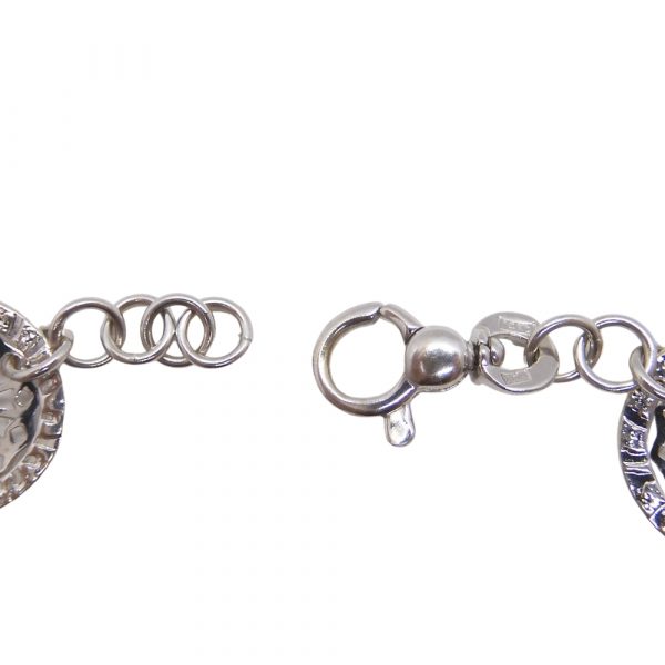 Geometric Stationed Round Disk Bracelet Two-Tone 14k Yellow & White Gold Clasp