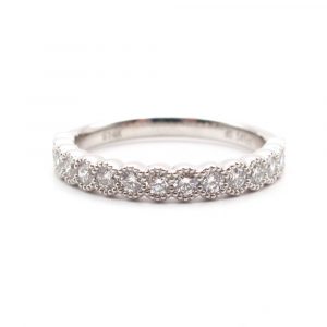 Half Carat Round Diamond Bezel Stack Band White Gold