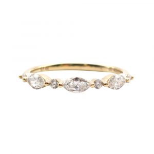 Marquise Round Diamond Band Yellow Gold