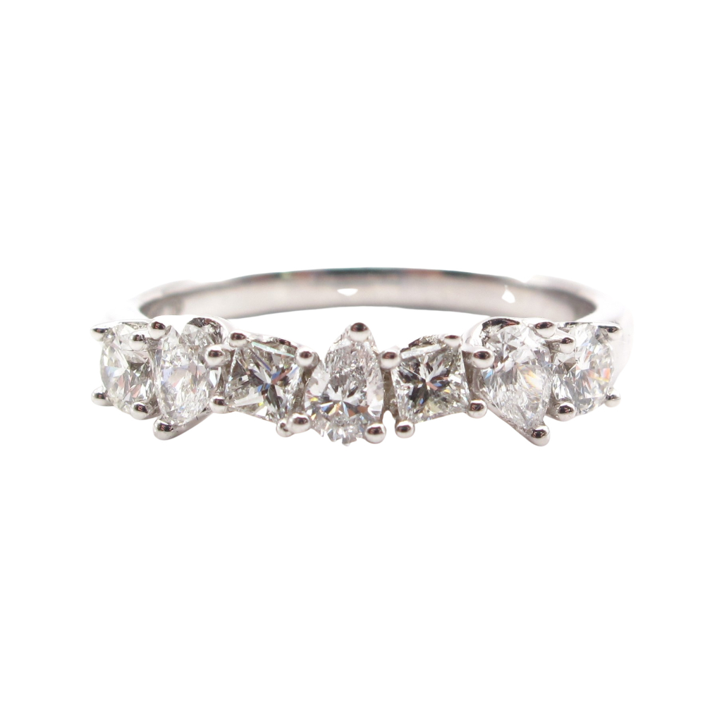 Mixed Fancy Diamond Wedding Band Stack .75 ctw 14k White Gold