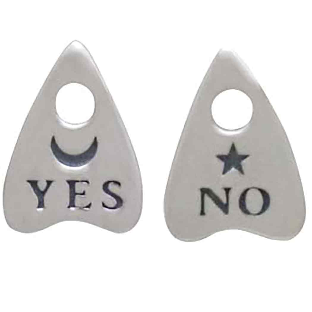 Ouija Yes No Stud Earrings, Sterling Silver