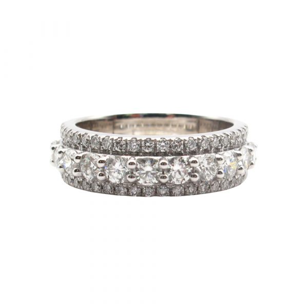 Triple Diamond Band Stack Look White Gold