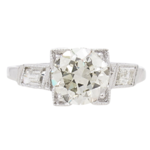 1920's 1.43ctw Diamond Art Deco Engagement Ring Platinum GIA front