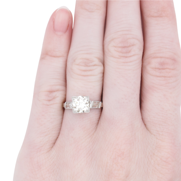 1920's 1.43ctw Diamond Art Deco Engagement Ring Platinum GIA worn