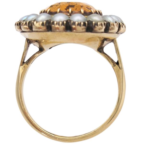 8.38ctw Imperial Topaz Edwardian Ring 14K GIA Profile
