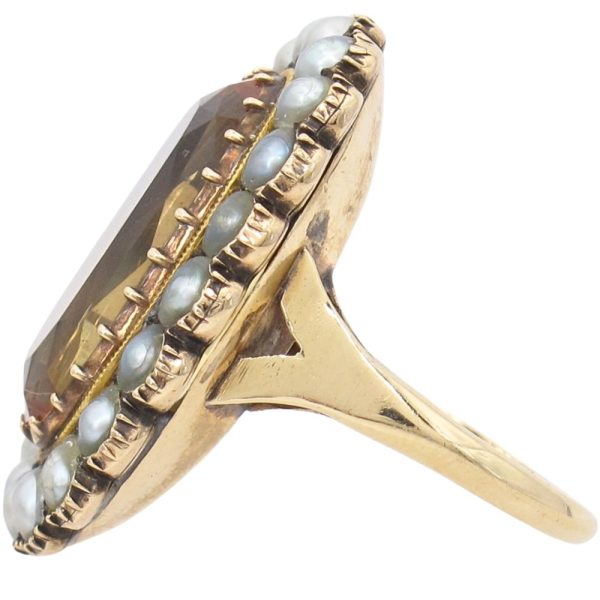 8.38ctw Imperial Topaz Edwardian Ring 14K GIA Side View
