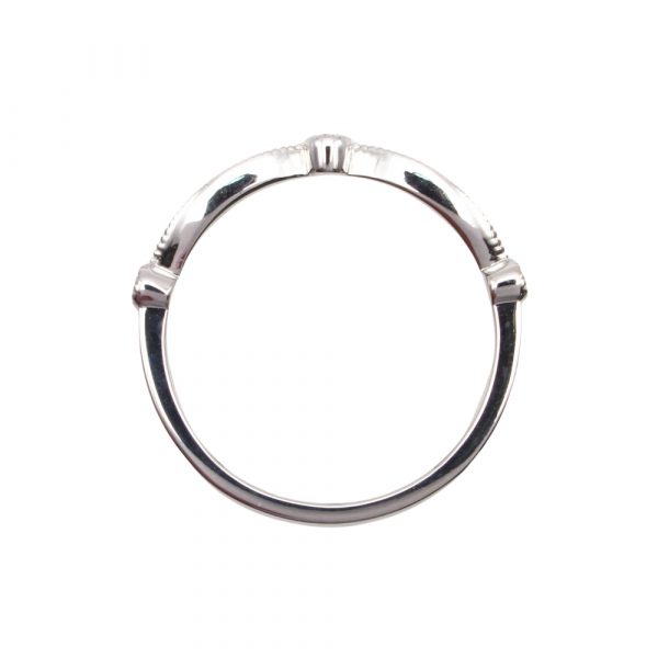 Diamond Milgrain Scallop Stack Band White Gold Profile