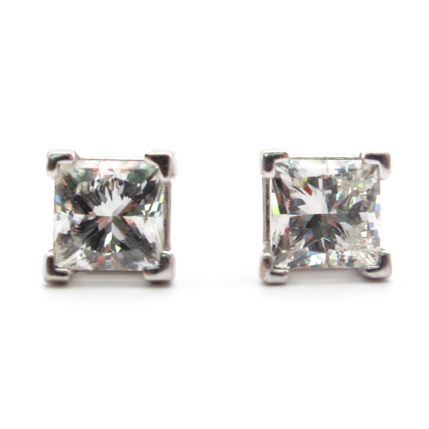 White Gold Princess Diamond Studs