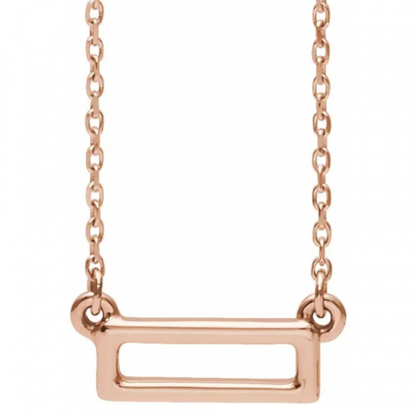 14K Rose Rectangle Bar 16-18 Necklace