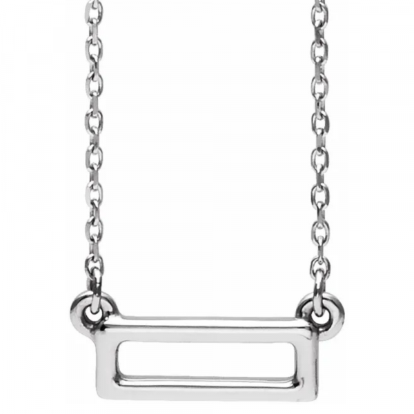 14K white Rectangle Bar 16-18 Necklace