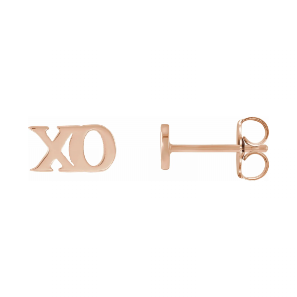 Rose Gold Petite XO Stud Earrings