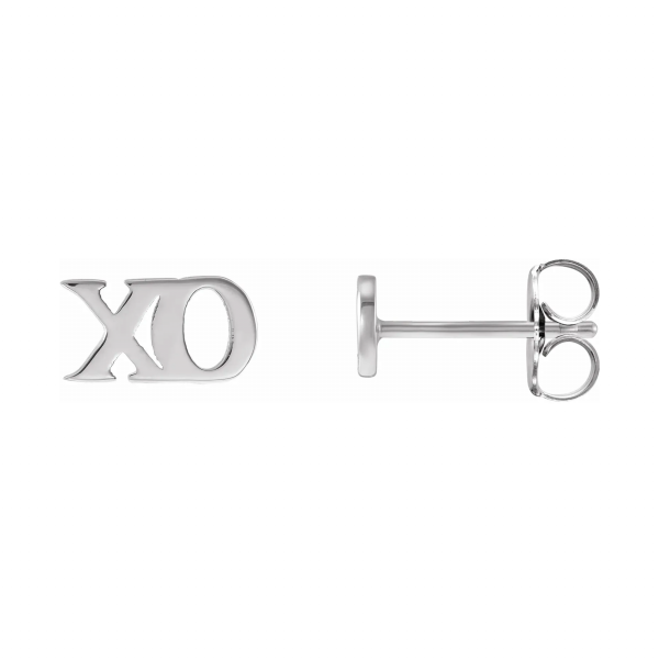White Gold Petite XO Stud Earrings