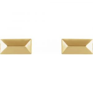 Yellow Gold Geometric Stud Earring Front