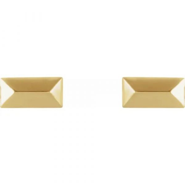 Yellow Gold Geometric Stud Earring Front