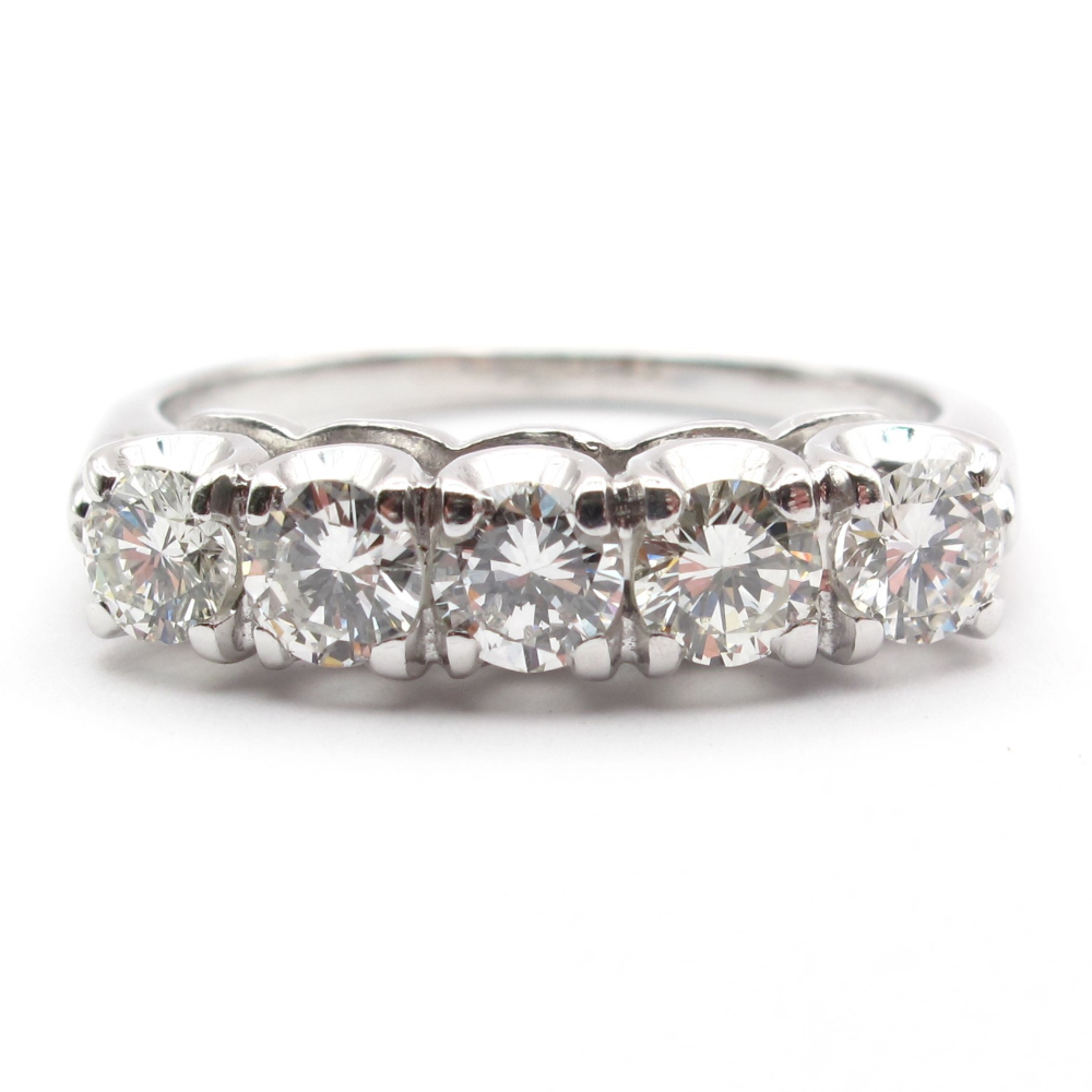 Mid Century 1950’s Diamond Anniversary Band 1.05 Carats 14k White Gold