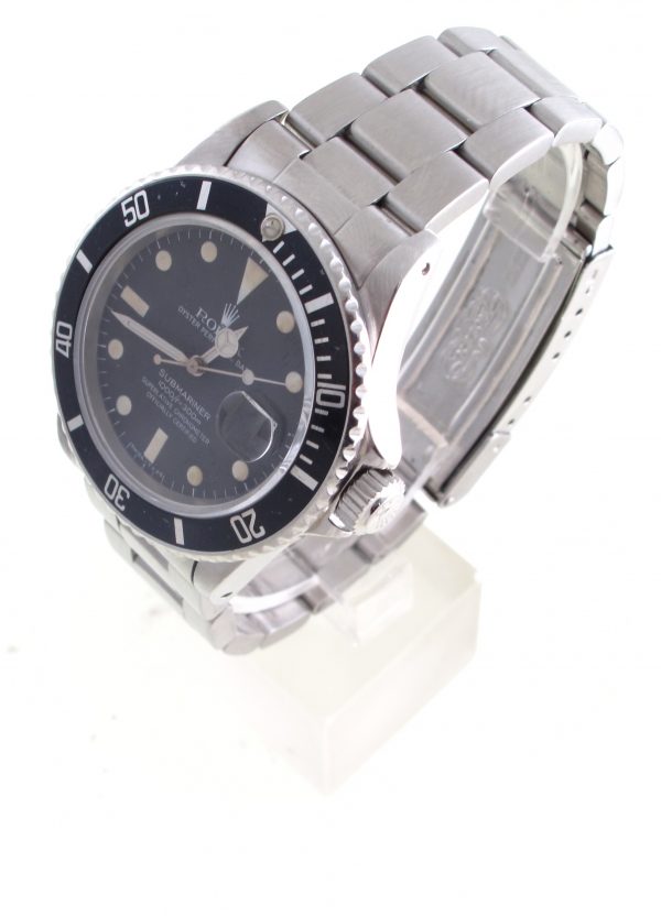 Pre-Owned Rolex Submariner (1982) 16800 40MM Watch With Black Matte Dial And Black Bezel With Oyster Band Model #16800 Left - Copy