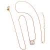 1 carat Halo Diamond Necklace Rose Gold Full