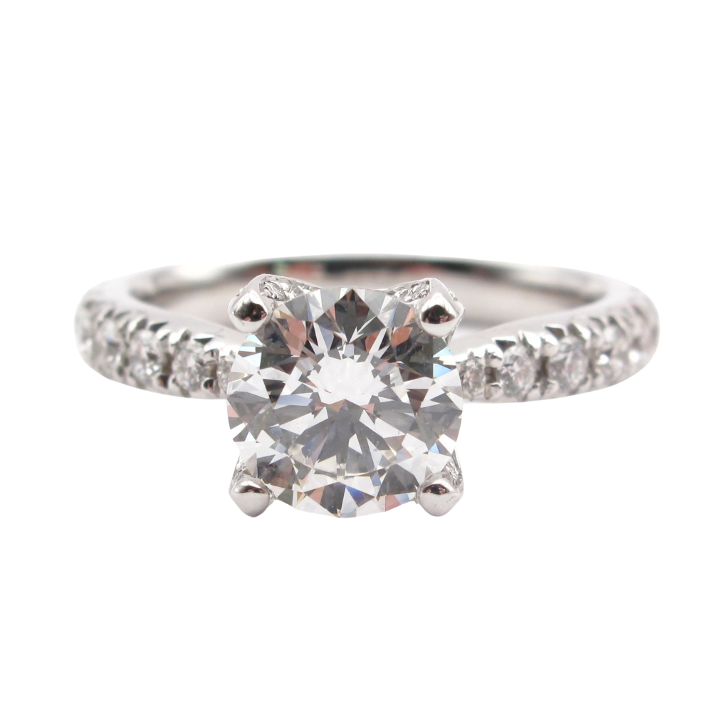 GIA Certified Classic Diamond Engagement Ring 2.18 ctw 14k White Gold